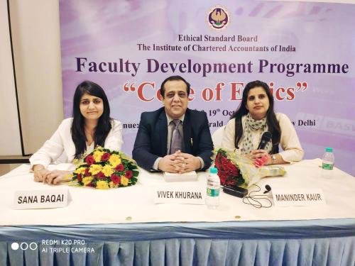 CA Sana Baqai at Faculty Development Program of Code of Ethics organised by ICAI